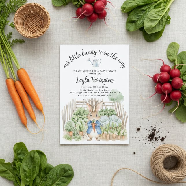 Invitación Peter Rabbit Cabbage Patch Vegetables Baby Shower (Subido por el creador)