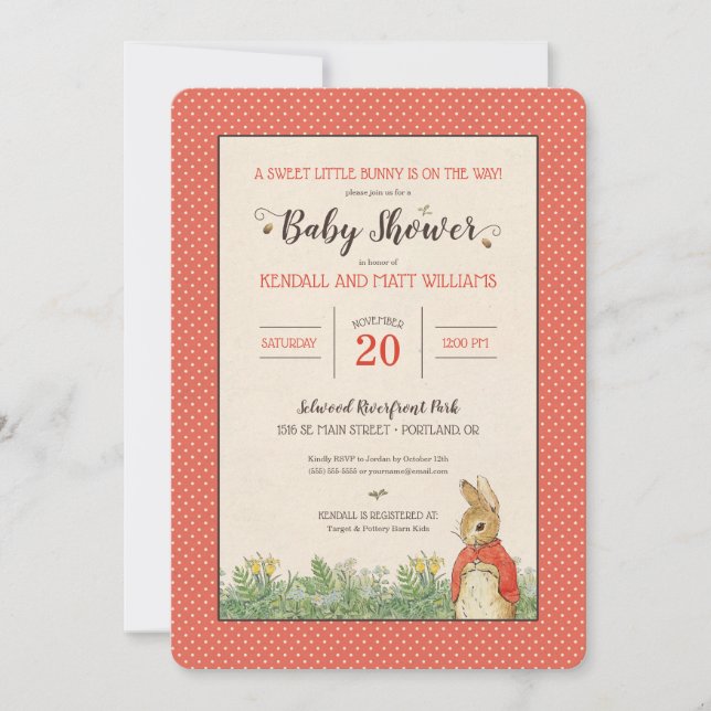 Invitación Peter Rabbit - Flopsy | CHICA BABY SHOWER (Anverso)