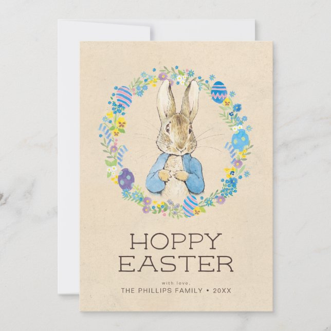 Invitación Peter Rabbit personalizado| Pascua agitada (Anverso)