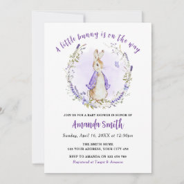 Invitación Peter Rabbit Purple Baby Shower