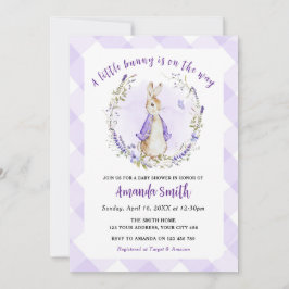 Invitación Peter Rabbit Purple Baby Shower