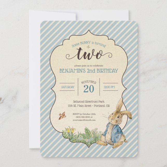 Invitación Peter Rabbit | Segundo Cumpleaños del Bebé (Anverso)