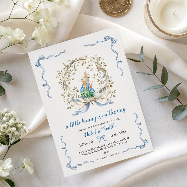 Invitación Peter Rabbit Watercolor Wreath Boy Baby Shower     (Subido por el creador)