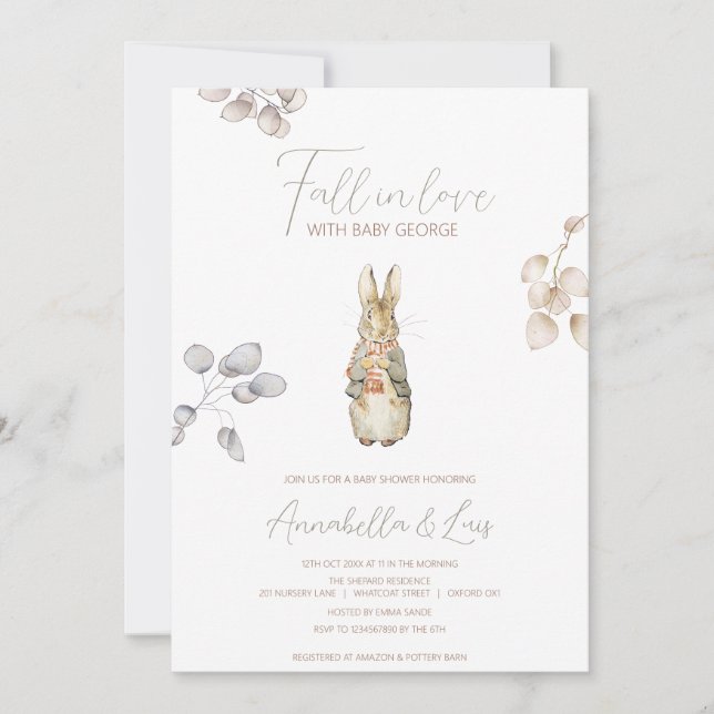 Invitación Peter the Rabbit Fall en el invierno de otoño en B (Anverso)