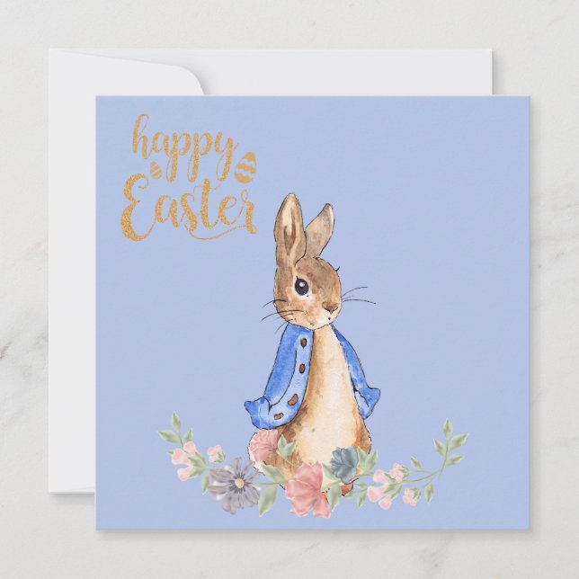 Invitación Peter the Rabbit feliz Pascua (Anverso)