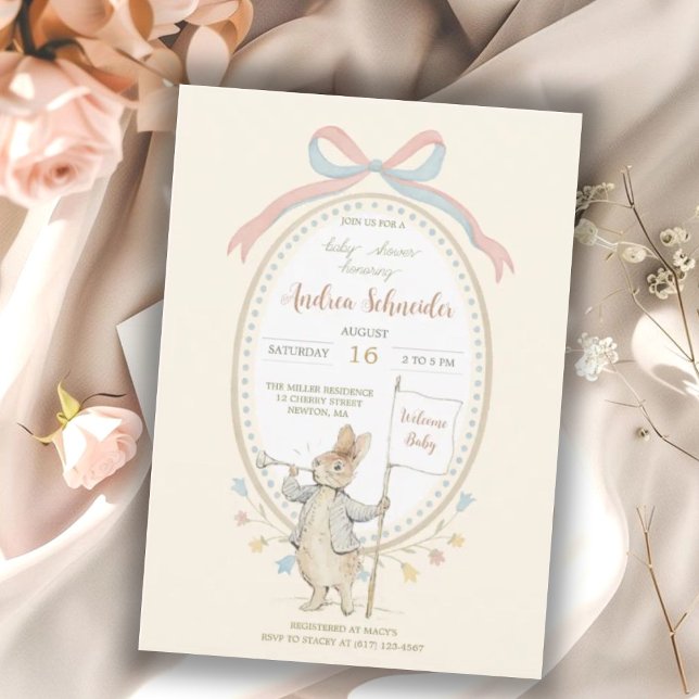 Invitación Peter the Rabbit Ribbon Garden Baby Shower (Subido por el creador)