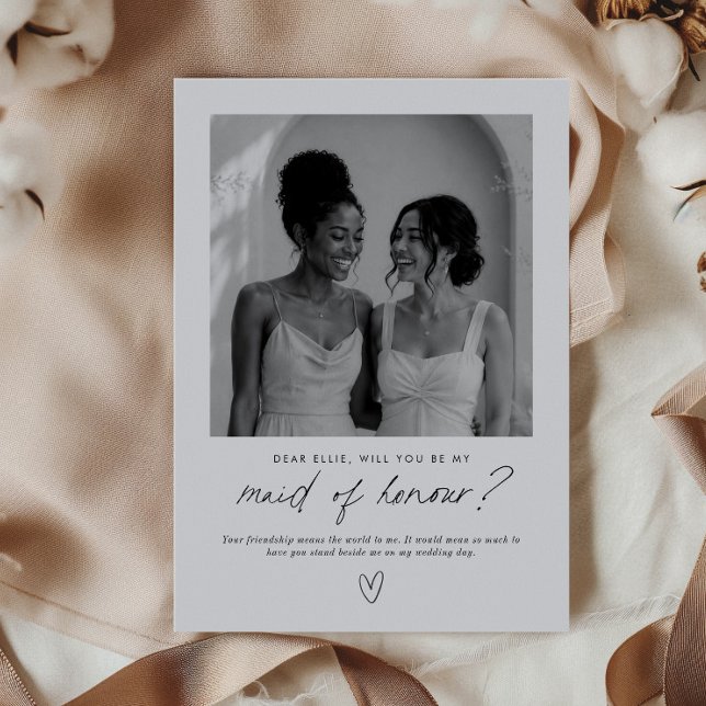 Invitación Petición de Dama de Honor Manuscrita con Foto (Zazzle Be My Maid of Honour Handwritten Photo Proposal Invitation)