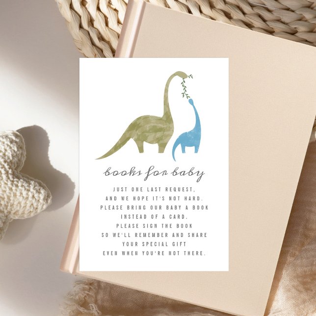 Invitación Petición de libro de Baby Shower Mama Baby Dinosau (Subido por el creador)