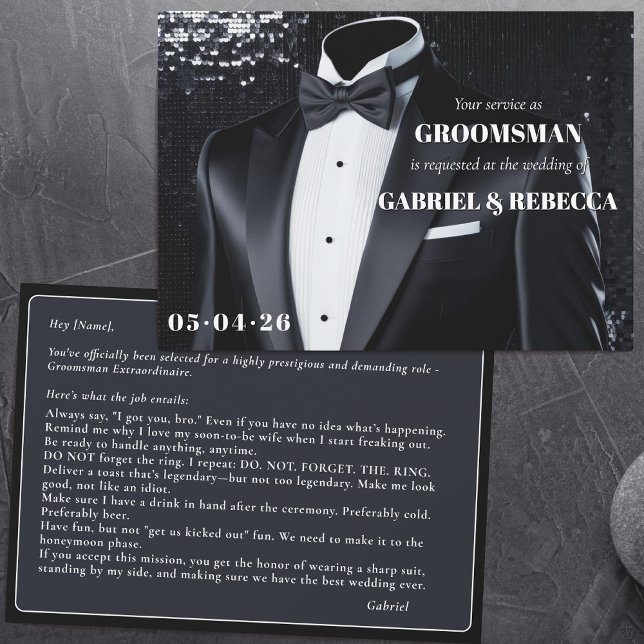Invitación Petición de padrino de boda descripción corbata ne (Subido por el creador)