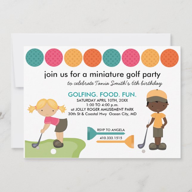 Invitación Petición especial de Mini Golf (Anverso)