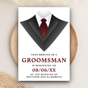 Invitación Petición moderna de Tuxedo Groomsman
