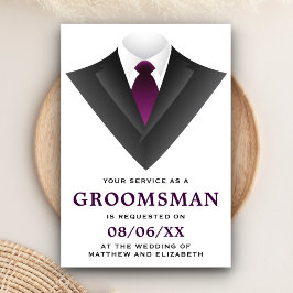 Invitación Petición moderna de Tuxedo Groomsman