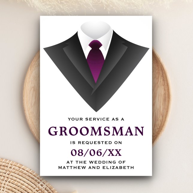 Invitación Petición moderna de Tuxedo Groomsman (Subido por el creador)