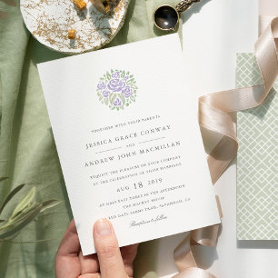 Invitación Petite Bouquet Wedding Invitation   Lilac