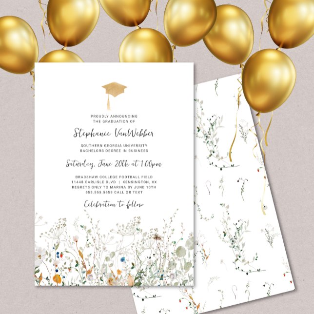 Invitación Petite Wildflower Graduation Celebration (Subido por el creador)