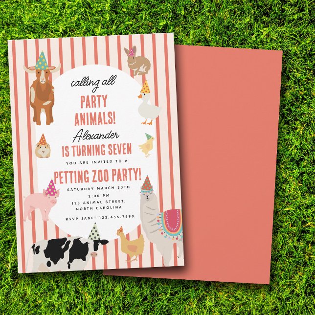Invitación Petting Zoo Party Animals Barnyard Birthday Theme (Petting Zoo Party Animals Barnyard Birthday Theme Invitation)