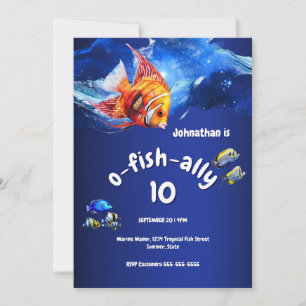 Invitación Pez de acuario tema náutico para niños