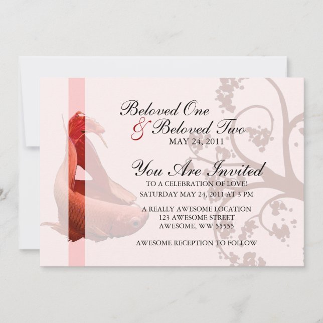 Invitación Pez de pelea siamés Betta rojo (Anverso)