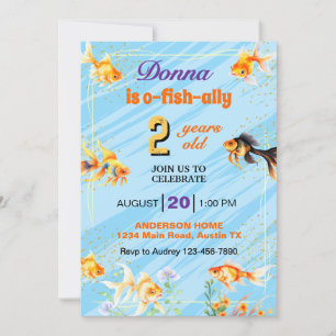 Invitación Pez dorado de cola de fantasia Nadar Cumpleaños de