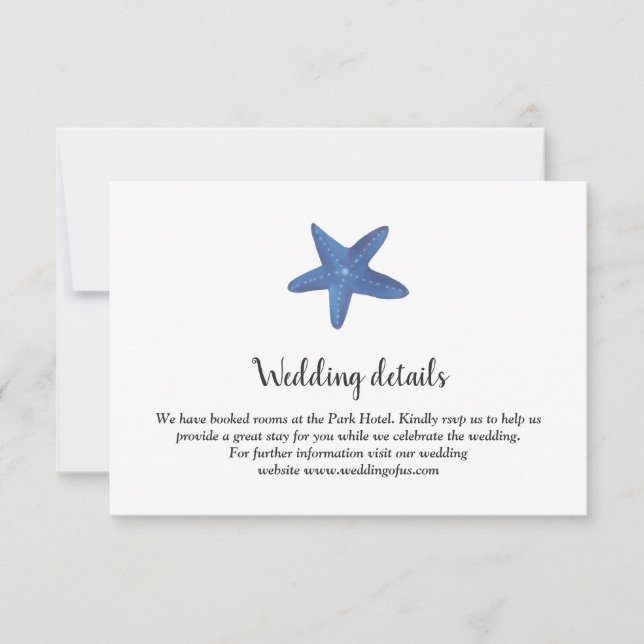 Invitación Pez estrella | Detalles del Boda oceánico (Anverso)