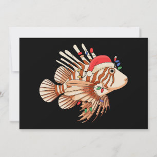 Invitación Pez León Santa Sombrero Luces de Navidad Feo Xmas