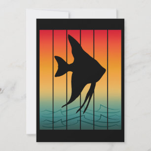 Invitación Pez Silueta Puesta de Sol Vintage