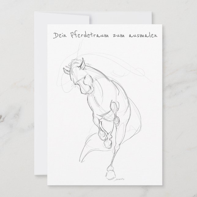 Invitación Pferde-Geburtstags- Glückwunschkarte zum ausmalen (Anverso)