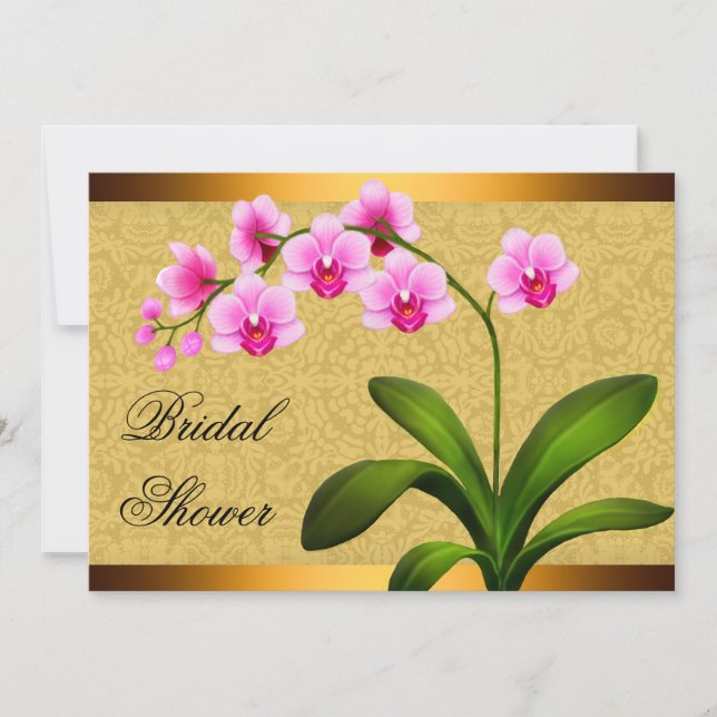 Invitación Phalaenopsis rosa Flores de orquídeas Ducha de nov (Anverso)