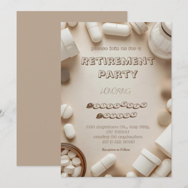 Invitación  Pharmacist retirement party  invitation (Anverso / Reverso)