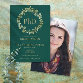 Invitación PhD Degree Emerald Garland Photo Graduation Party