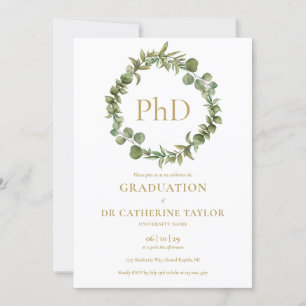 Invitación PhD Elegant Elegant Garland Graduation Party