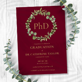 Invitación PhD Grado Burgundy Partido de Graduación de Garlan