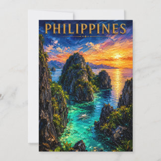 Invitación Philippines: Tropical Sunset Palawan Coast Art Sou