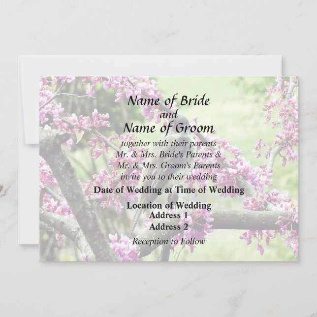 Invitación Phoebe en suministros de Boda de árbol Redbud (Anverso)