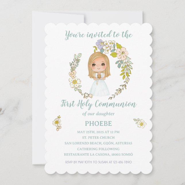 Invitación PHOEBE Primera Comunión (Anverso)