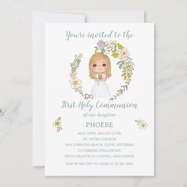 Invitación PHOEBE Primera Comunión (Anverso)