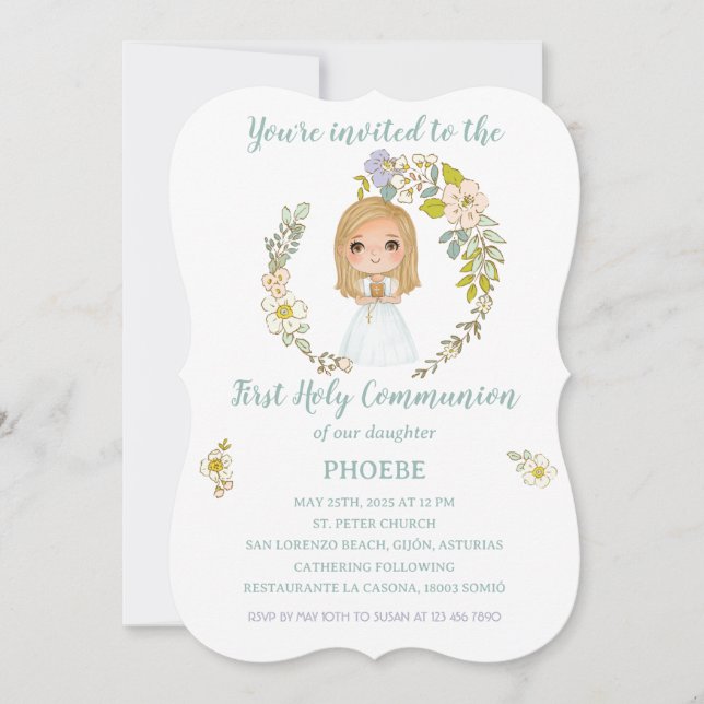 Invitación PHOEBE Primera Comunión (Anverso)