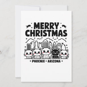 Invitación Phoenix City Arizona Merry Christmas Cats USA