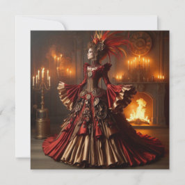 Invitación Phoenix Fire Queen Steampunk Victorian Industrial