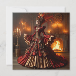 Invitación Phoenix Fire Queen Steampunk Victorian Industrial