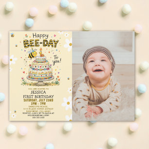 Invitación Photo Bee-Day 1st Birthday Invitation – Cute Bee