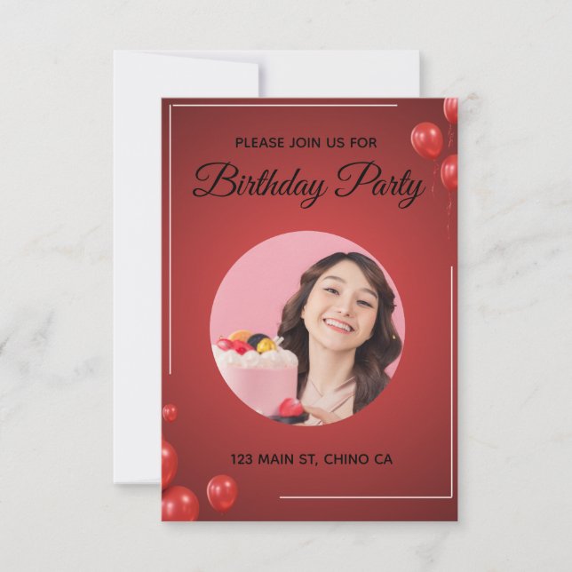 Invitación Photo Birthday Invite (Anverso)