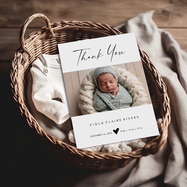 Invitación Photo Boho Thank You Baby Birth Announcement Card (Subido por el creador)