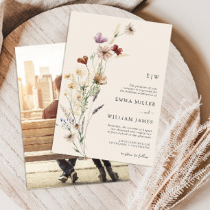 Invitación Photo Boho Wildflowers Wedding Invitation