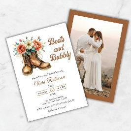 Invitación Photo Boots and Bubbly Western Bridal Shower