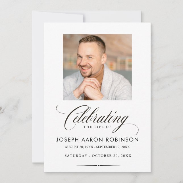 Invitación Photo Celebration of Life Funeral Memorial Modern (Anverso)