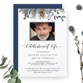 Invitación Photo Celebration of Life, Rustic Foliage Funeral