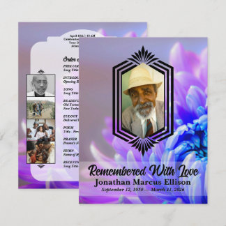 Invitación Photo Celebration of Life with Blue Chrysanthemum