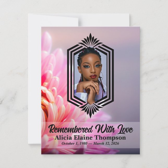 Invitación Photo Celebration Program — Pink Chrysanthemum (Anverso)