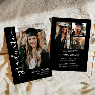 Invitación Photo Collage Graduate Graduation Party Invitation